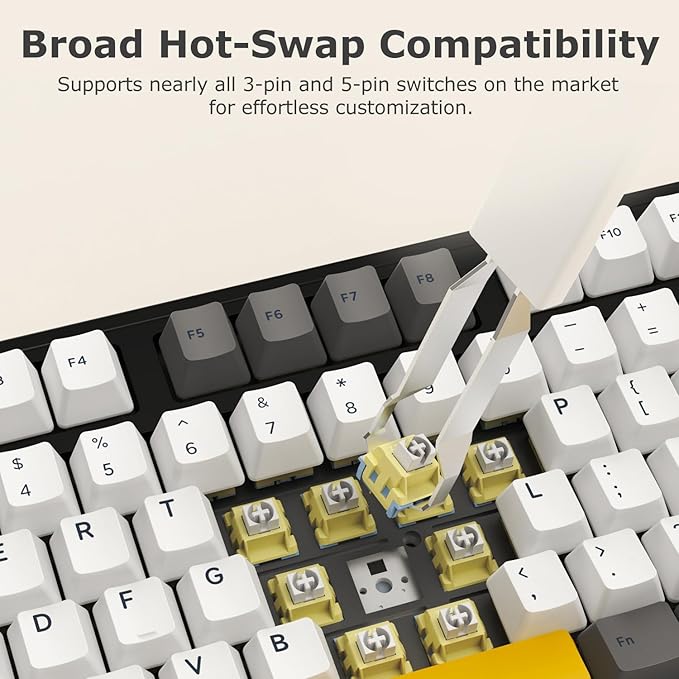 FIRSTBLOOD ONLY GAME. AK980 101-Key Hot-Swappable Mechanical Keyboard, Gasket Mount RGB Backlit, Programmable Macro, Full N-Key Rollover, with Dreamscape Linear Switches (Starfall Gray)