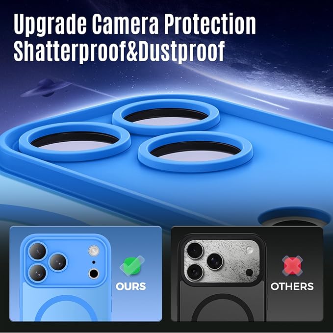 Symcele Designed for iPhone 17 Pro Max Case, Compatible with MagSafe, [Camera Protection] [15FT Military Drop Protection] Shockproof Translucent Matte Anti-Slip Phone Case, 6.9", Blue