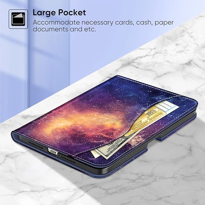 Fintie Folio Case for iPad Mini 7 (A17 Pro, 7th Generation) 2024 / iPad Mini 6 (6th Gen) 8.3 Inch, Multi-Angle Smart Stand Cover with Pencil Holder & Pocket, Auto Sleep/Wake, Galaxy