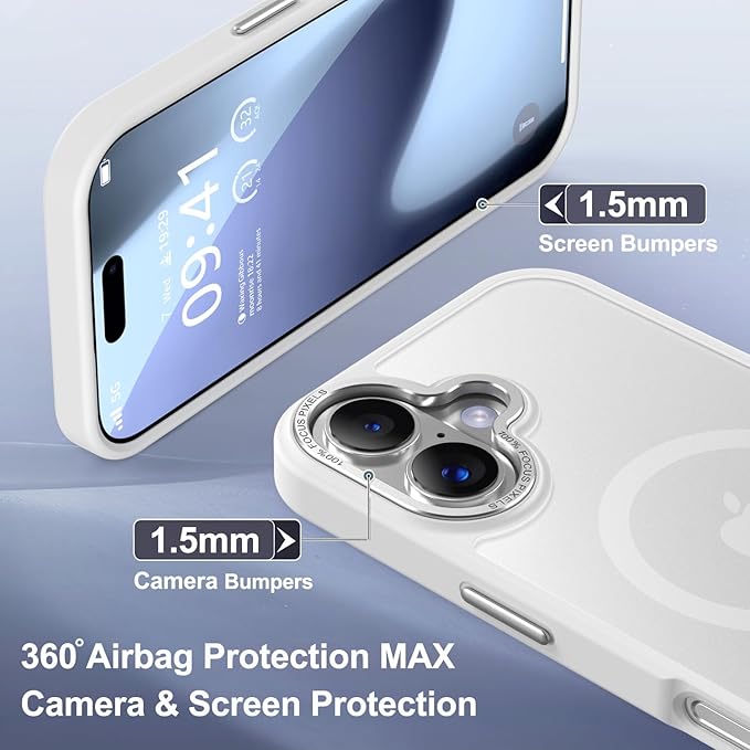 Newfuture Magnetic for iPhone 17 Case [Compatible with Magsafe] [Military Grade Drop Protection] Translucent Matte Anti-Scratch Shockproof Protective Phone Cover 6.3 Inch, Frosted White
