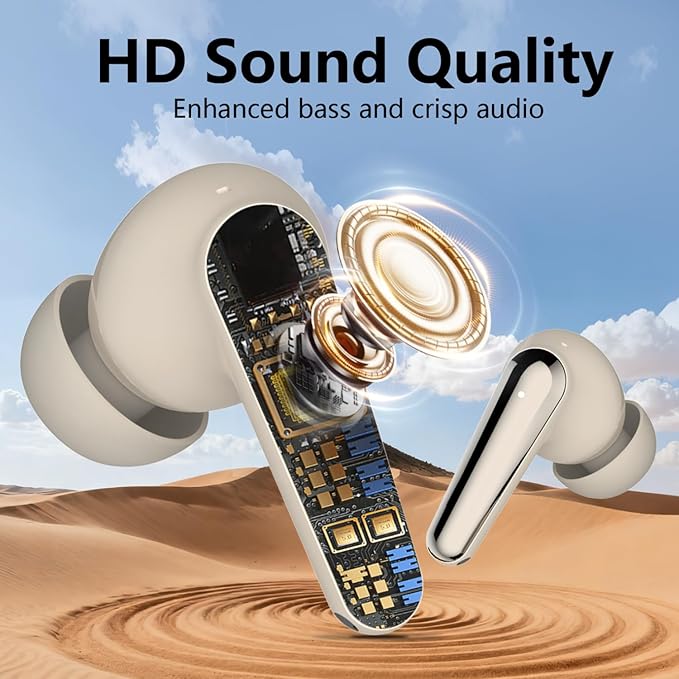 Active Noise Cancelling Wireless Earbuds with 60 Hour Long Battery Life,Bluetooth 5.4 in-Ear Earphones,Multi-Device Pairing,Enhanced Clear Call,Hi-Fi Stereo Ear Buds for Sport Walk