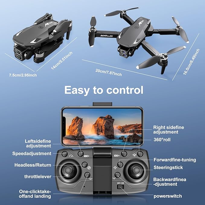 Drones with Camera for Adults,Foldable Drone for Beginners with 3 Batteries 36-Min Flight Time,2K HD FPV Transmission Drone,Mini RC Quadcopter with Gesture Selfie,One Key Start,Altitude Hold,3D Flips,3 Speed Modes Easier to use,Black