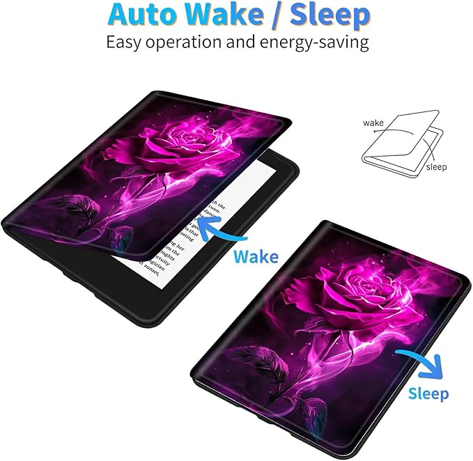 for Amazon Kindle Fire HD 8 & HD 8 Plus(12th/10th Generation, 2024/2022/2020 Release) 8" Tablet Case, Slim Kickstand Stand Leather Smart Cover with Auto Wake/Sleep, Rose Red Wolf
