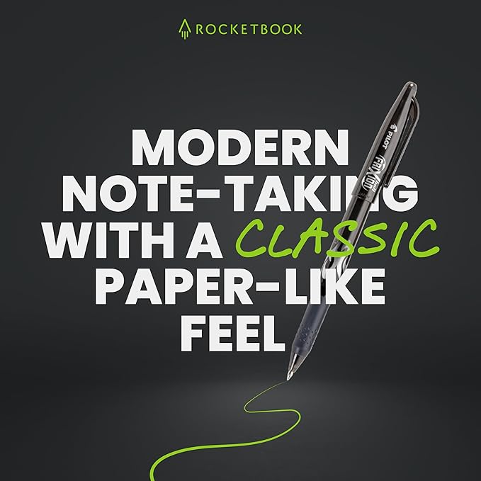 Rocketbook Core Reusable Smart Notebook, Lined Pages For School, Work and Creative Projects, Letter Size 8.5x11, Black - Premium