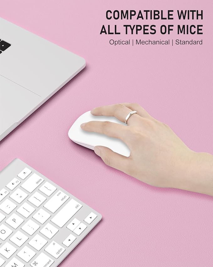 Desk Pad, 30" x 14" PU Leather Non-Slip Desk Mat Large Mouse Pad for Desktop, Waterproof Laptop Computer Writing Mat for Office, Home, Work, Gaming, Pink