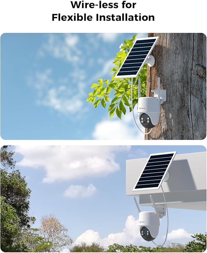 COCOCAM 24/7 Recording AOV WiFi Security Camera Outdoor Wireless with 10000mAh Battery 8W Solar Panel, 2K PTZ, 30 Meters Night Vision, AI Detection, AI Tracking, Two-Way Audio