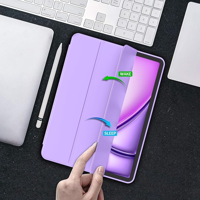 iMieet iPad Air 11 Inch Case M4/M3/M2(2026/2025/2024), iPad Air 5th/4th Generation Case 2022/2020 10.9 Inch with Pencil Holder,Trifold Stand Smart Case with Soft TPU Back(Violet)