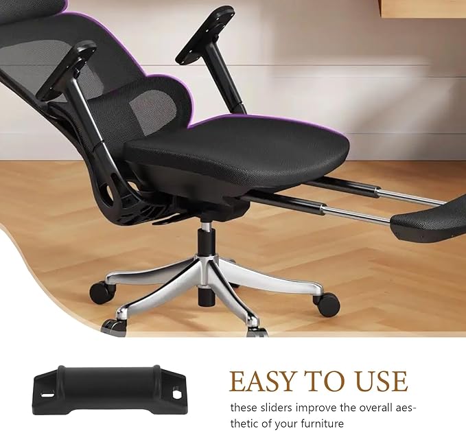 DECHOUS 4Pcs Ergonomic Office Chair Footrest Slider Pads Smooth Attachment for Gaming Chairs Home and Office Furniture Replacement Parts Convenient Footrest