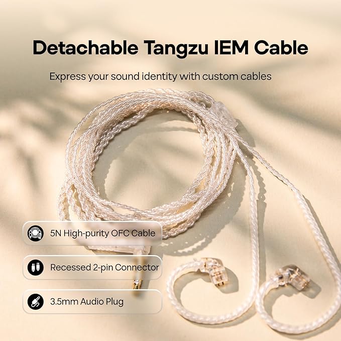 Linsoul TANGZU Wan’er S.G HiFi 10mm Dynamic Driver PET Diaphragm in-Ear Earphone with Ergonomic Shape, Detachable Recessed 2Pin OFC Braided Cable for Audiophile Musician DJ Stage(Green, with Mic)
