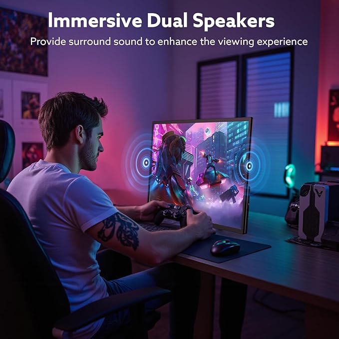 23.8'' Portable Monitor 4K UHD 60Hz 120% sRGB, VESA USB-C HDMI Laptop Screen Extender, Built-in Stand Speakers for Laptop PC Mac Phone PS4/5 Xbox Switch