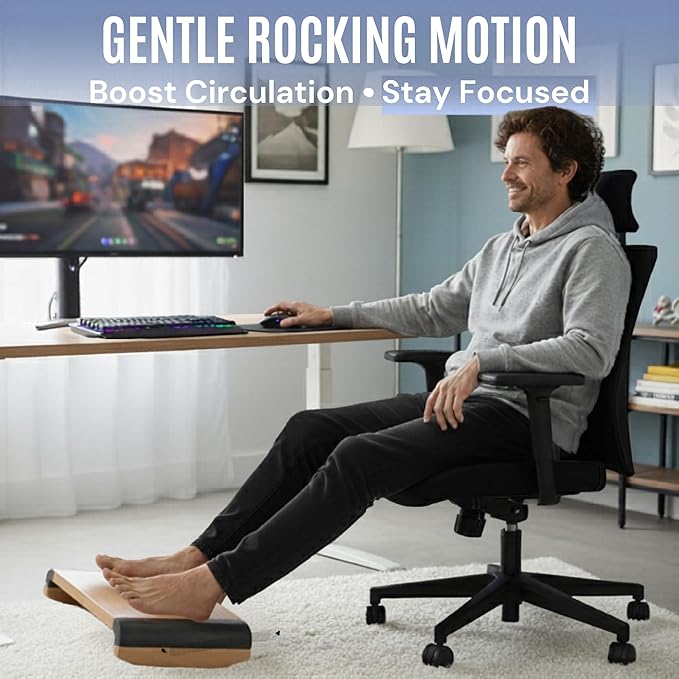 Tiel Ergonomic Foot Rest for Under Desk at Work, Rocking Footrest with Comfort Support, Office Foot Stool for Desk Chair, Leg Rest Stand for Home and Remote Office