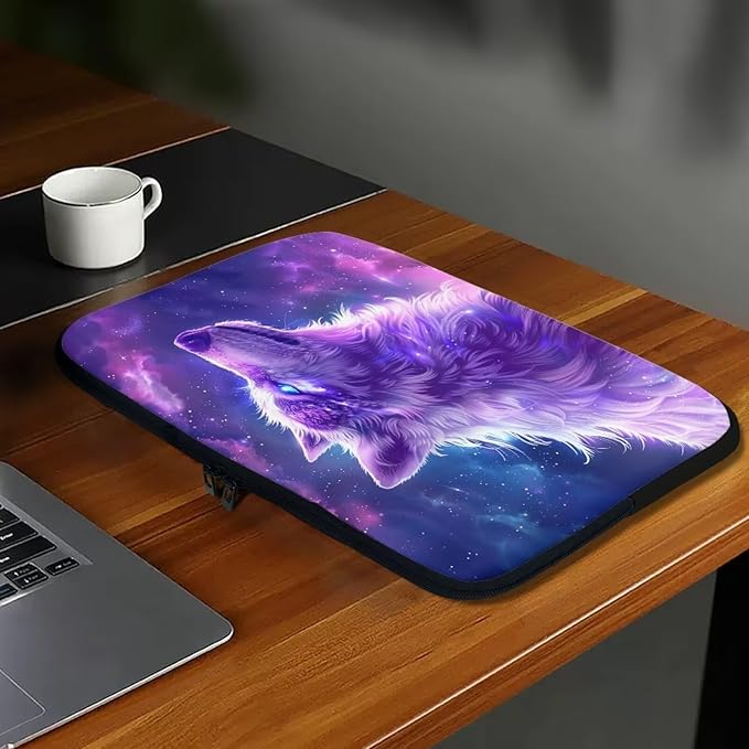 Galaxy Wolf Laptop Protective Sleeve for Women Men Computer Sleeve 17 inch Laptop Case Bag Portable Computer Carrying Case Suitable GITS for Teens Boys Tablet Bags Purple