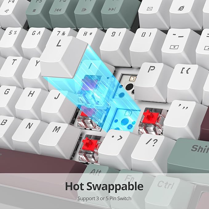 Mist 75% Wired Gaming Keyboard - Hot Swappable, Gasket Mount, Red Switch, RGB Backlit 82-Key TKL Mechanical Keyboard, NKRO for PC/Laptop Windows Gamers