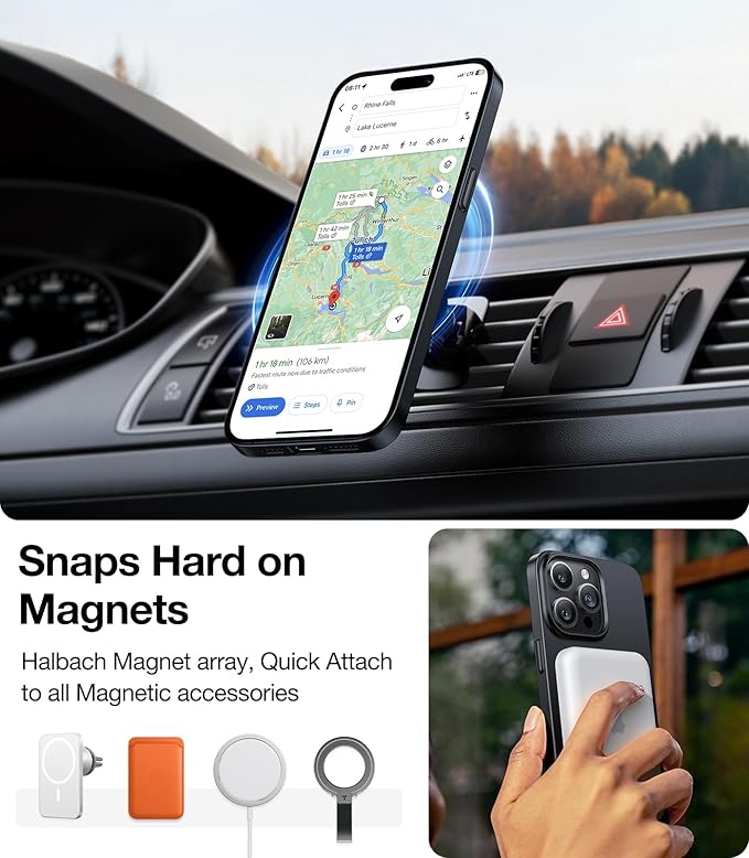 TORRAS Magnetic Slim-Fit for iPhone 15 Pro Max Case, Ultra-Thin 15 ProMax Phone Case Compatible with MagSafe, Lightweight Anti-Scratch Matte Hard iPhone 15 ProMax Case 6.7 inch OriginFit, Black