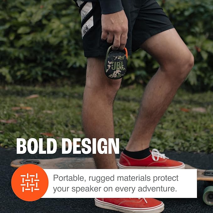 JBL Clip 4 - Portable Mini Bluetooth Speaker, big audio and punchy bass, integrated carabiner, IP67 waterproof and dustproof, 10 hours of playtime, speaker for home, outdoor and travel (Blue)
