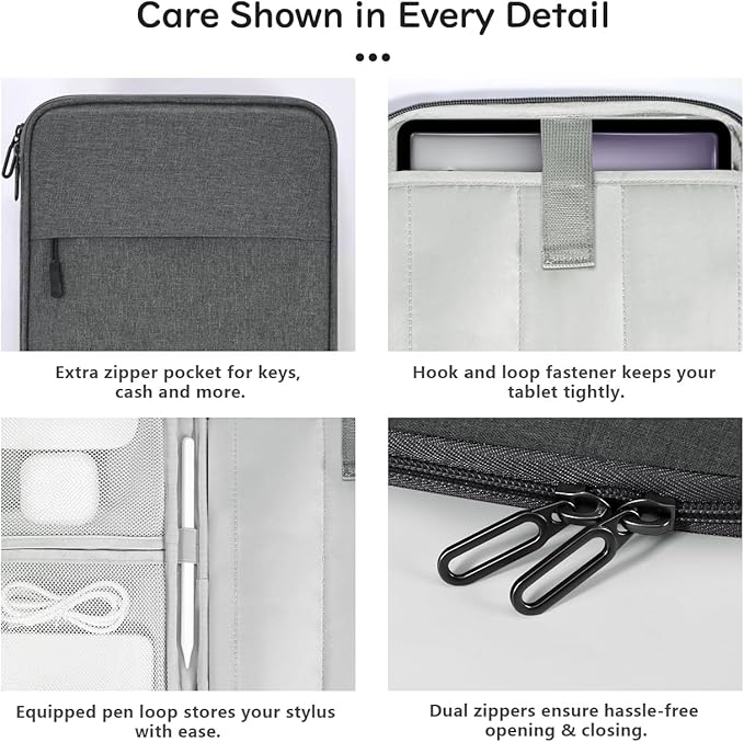 Dadanism 13 Inch Tablet Sleeve Padded Carrying Case for New iPad Air 13" M4/M3 2026/2025, iPad Pro 13" M5/M4 2025/2024, Galaxy Tab S10+/S9 FE+/S9+ 12.4", Remarkable Paper Pro 11.8", Space Gray
