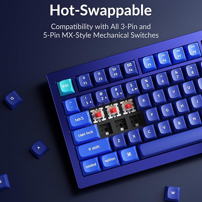 Keychron Q1 RGB Wired Custom Mechanical Keyboard Knob Version, 75% Layout QMK/VIA Programmable with Hot-swappable Gateron G Pro Brown Switch Double Gasket Compatible with Mac Windows Linux (Blue)