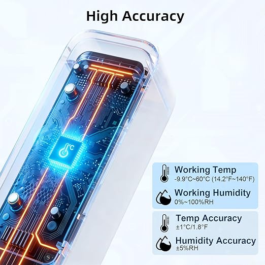 eMylo Zigbee Temperature Humidity Sensor, IP65 Waterproof LED Smart Thermometer Hygrometer for Home Automation, Remote Monitoring, Hub Required, Compatible with Echo Devices with Zigbee Hub Built-in