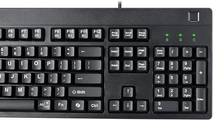 Adesso TAA Compliant Fingerprint Keyboard with AES 256 Encryption USB Wired Full Size 104 Key Layout Windows Hello Compatible Made in Taiwan for Government Business Education AKB-630FB-TAA