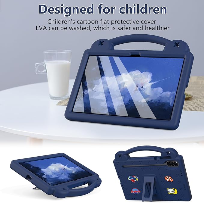 AKABEILA Compatible with Honor Pad X8a 2024/Pad X9 11 inch 2024/Infinix Xpad 11 inch X1101 2024 Tablet Case, Kids Shockproof Protective Case with Shoulder Strap & Stand Handle Navy Blue