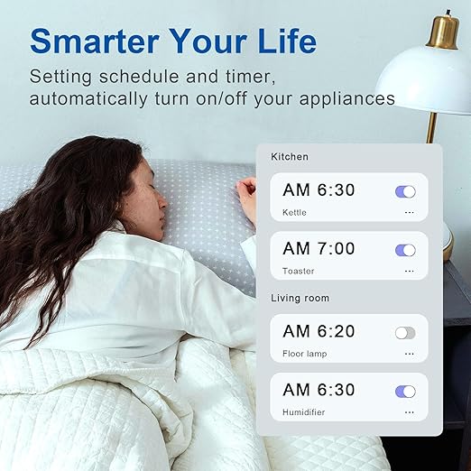 Matter Smart Plug, 15A Smart Plug for Homekit, Smart Outlet with Schedule and Timer, Super Easy Setup, Works with Apple Home, Siri, Alexa, Google, Privacy & Security, 2.4G Only, White, 2-Pack