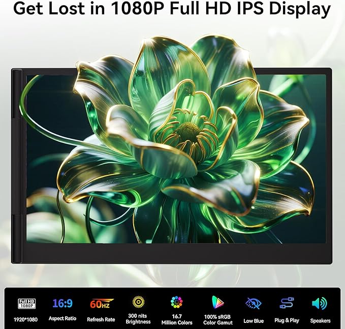 14" Triple Laptop Screen Extender, Ultra-Thin Lightweight FHD 1080P IPS Portable Monitor, Extended Dual Screen for Laptops 13-17.3" Compatible with Wins Mac Chrome Dex Phone Travel Work