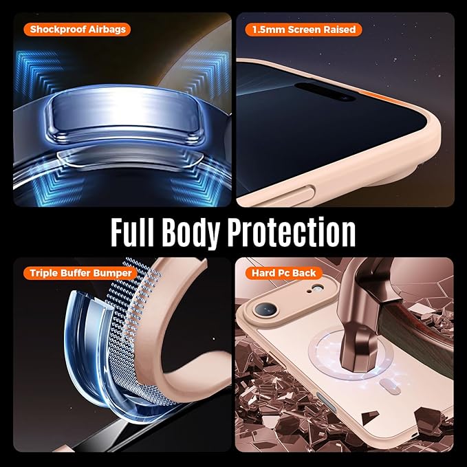 Symcele Designed for iPhone Air Case, Compatible with MagSafe, [Camera Protection] [15FT Military Drop Protection] Shockproof Translucent Matte Anti-Slip Thin Slim Phone Case, 6.5", Light Brown