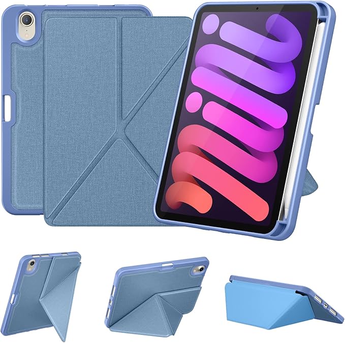 DTTO Case for iPad mini 7 (A17 Pro) 2024 / iPad mini 6 2021 8.3 inch with Pencil Holder, Multi-Angle Magnetic Standing Cover for iPad mini 7th/6th Generation [Auto Wake/Sleep], Sky Blue