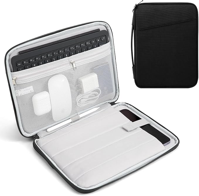 TiMOVO 9-11" Tablet Sleeve Bag for iPad 11-inch A16 2025, iPad 10.9"/10.2"| Air 11 Inch/5th/4th Gen. 10.9", Galaxy Tab A9+/A11Plus 11", Protective Bag with Pockets, Black