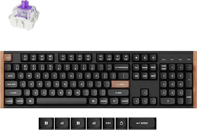 Keychron K10 HE QMK Wireless Gaming Custom Mechanical Keyboard, 2.4 GHz/Bluetooth/Wired Full-Size Hot-Swappable Programmable RGB Backlit Gateron Magnetic Switches for Mac Windows, Wood Frame-Black