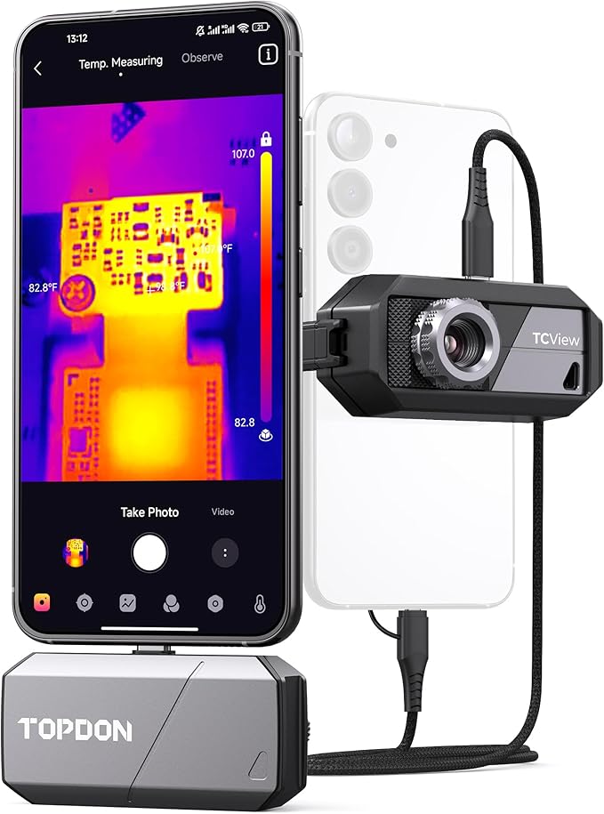 TOPDON TS001 256x192 IR Resolution Thermal Camera for Android, Thermal Night Vision Monocular Thermal Imager with 9mm Adjustable Focus Lens, Infrared Test Report, -4°F~1022°F TEM Range