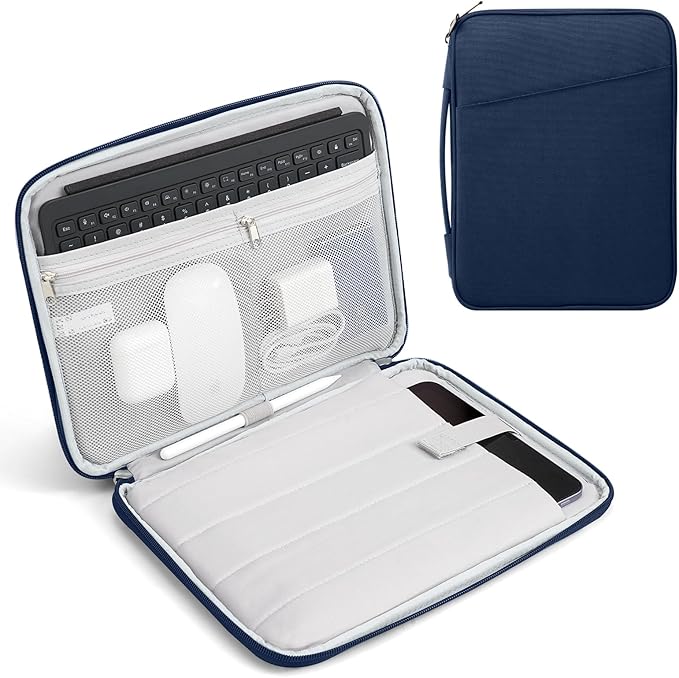 TiMOVO 13 Inch Tablet Sleeve for iPad Air 13" M3 2025, iPad Pro 13"/12.9", Galaxy Tab S9/S10 Plus/S9 FE+ 12.4", Remarkable Paper Pro 11.8", Protective Bag with Pockets, Indigo