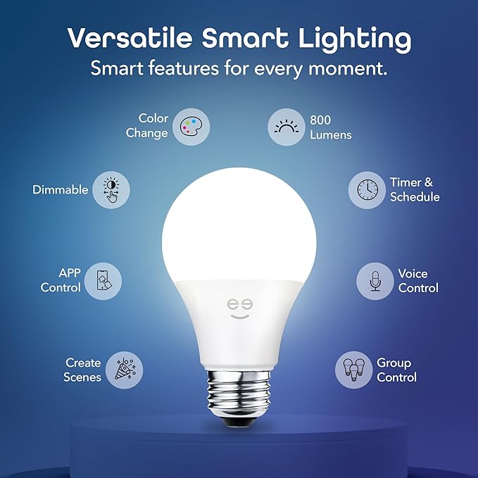 Geeni Prisma Smart Light Bulbs 1-Pack, Color Changing RGBW LED, A19, 800 Lumens, 60W Equivalent, Dimmable, 2700K, Works with Alexa & Google Home