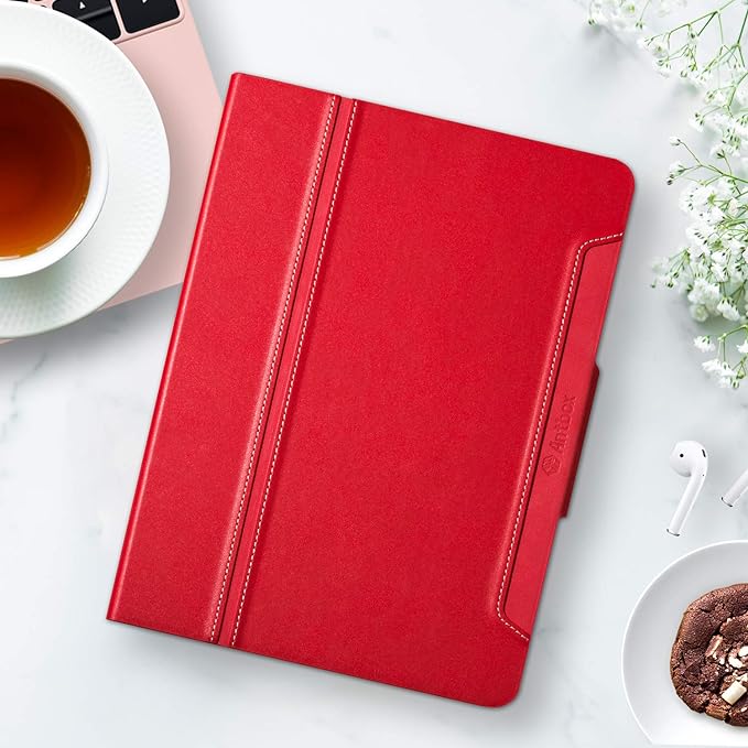 Antbox Case for iPad Pro 11 inch 4th Generation (2022)/3rd/2nd/1st Gen Vegan Leather with Pencil Holder Auto Sleep/Wake Function iPad Pro 11 Cover (Red)