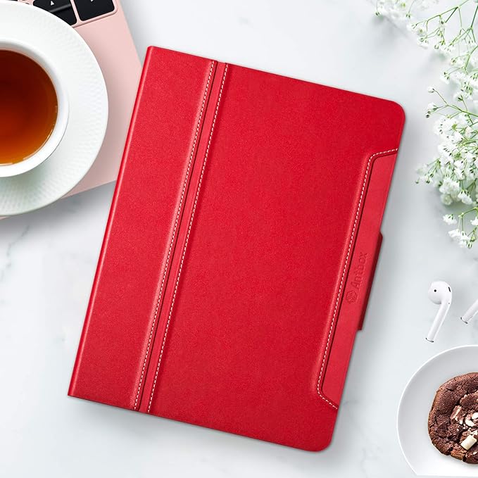 Antbox Case for iPad Air 2/iPad 6th/5th Generation(9.7'')/Pro 9.7''/Air 1 Vegan Leather Case with Pencil Holder Auto Sleep/Wake Function Smart Cover for iPad 9.7'' (Red)