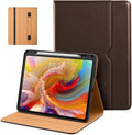 DTTO for iPad Pro 13 inch Case (M5/M4) 2025/2024, Premium Leather Business Folio Stand Cover with Pencil Holder - Auto Wake/Sleep & Multiple Viewing Angles, Built in Hand Strap & Pocket, Dark Brown
