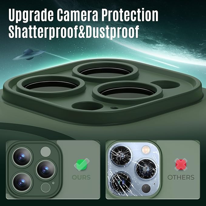 Symcele Designed for iPhone 13 Pro Case, Compatible with MagSafe, with Privacy Screen Protectors X2, [Camera Protection] [15FT Military Drop Protection] Shockproof Phone Case, 6.1", Alpine Green