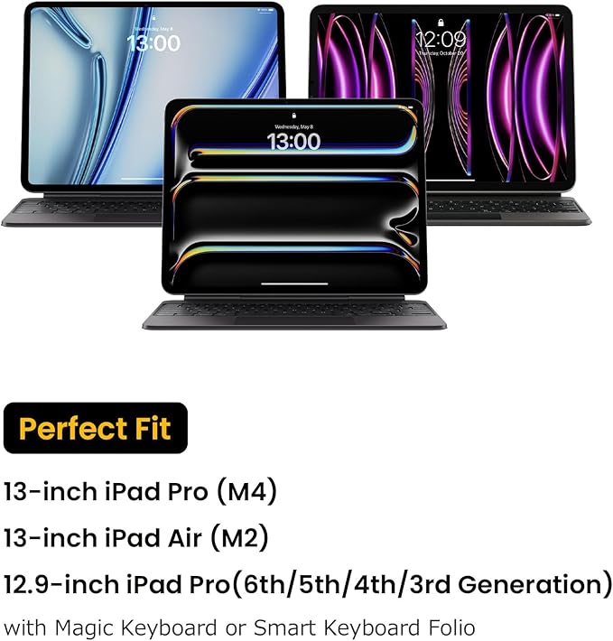 tomtoc Tablet Sleeve Case for 2025 13 Inch iPad Air M3&M2, iPad Pro M4, 12.9-in iPad Pro M2&M1 6th/5th with Magic Keyboard and Smart Keyboard Folio, 12.4-in Galaxy S10+/S9+ with Accessories Pocket