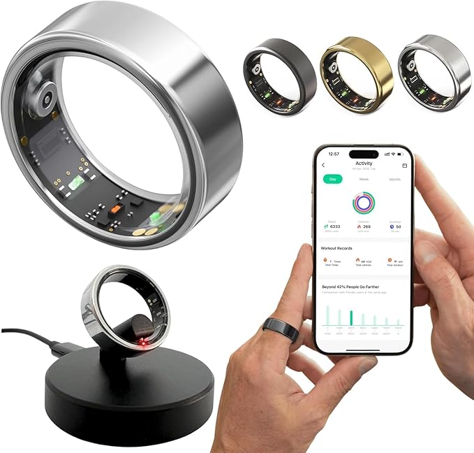 2026 Smart Ring for Women & Men Health Fitness Tracker for Daily Activity Workouts | Heart Rate Sleep Blood Oxygen Steps Cycle Monitoring Meditation | No Subscription Required (Silver, #6)