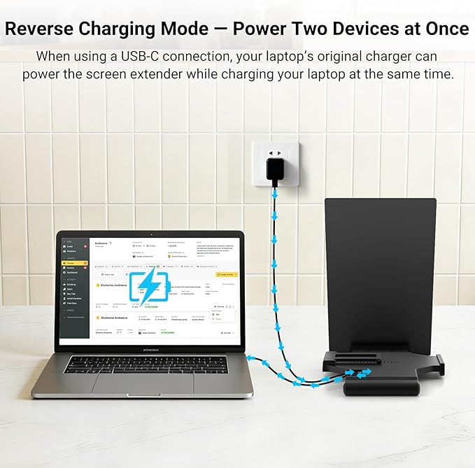Laptop Screen Extender 14.1" 1080P IPS, Dual Screen Portable Monitor for Laptop 13-17.3", Plug & Play Monitor Extender with USB-C/HDMI, Travel Monitor for Work & Home Office Mac/Windows/Chrome/Android