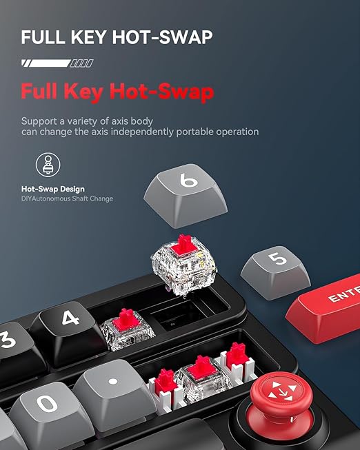 Numeric Mechanical Keyboard with Right Joystick, One Handed Keyboard Fully Programmable for Knobs and Keys, Rocker Knobs for OSU Keypad, Hotswap Keypad with RGB