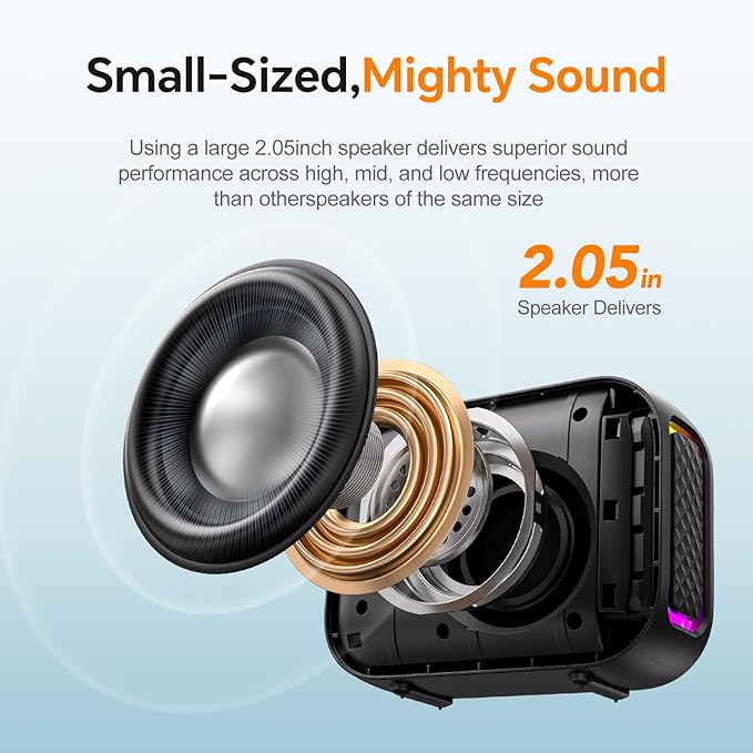 Portable Bluetooth Speaker Waterproof Gift: IPX5 HD Sound Up to 24H Playtime, TWS Pairing, Wireless Speakers with Lights, Mom Gifts, Outdoor|Travel| Camping|Pool|Beach Essentials Accessories-Black