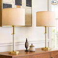 G-SAFAVA 22" Table Lamps Mid Century Modern Lamps for Bedroom Living Room Bedside Lamps for Night Stands Wood Nightstand Lamp Gold Small Side End Table Lamps Set of 2 Vintage Home Deco Office Gifts
