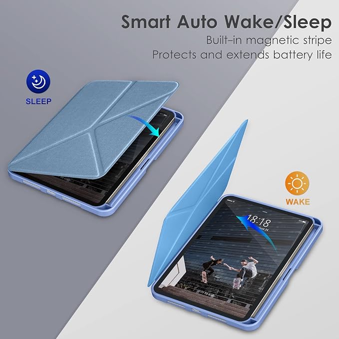 DTTO Case for iPad mini 7 (A17 Pro) 2024 / iPad mini 6 2021 8.3 inch with Pencil Holder, Multi-Angle Magnetic Standing Cover for iPad mini 7th/6th Generation [Auto Wake/Sleep], Sky Blue