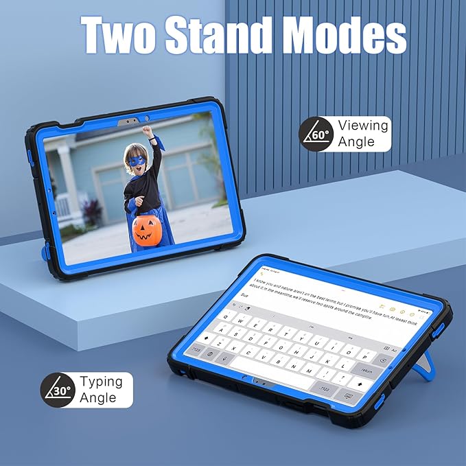 AKABEILA Compatible with Samsung Galaxy Tab S7/S8/S9/S9 FE 11 inch(2023) Tablet Case，Lightweight Shockproof Rugged Protective Cover with Kickstand for Kids Children Boys Babies Black Blue