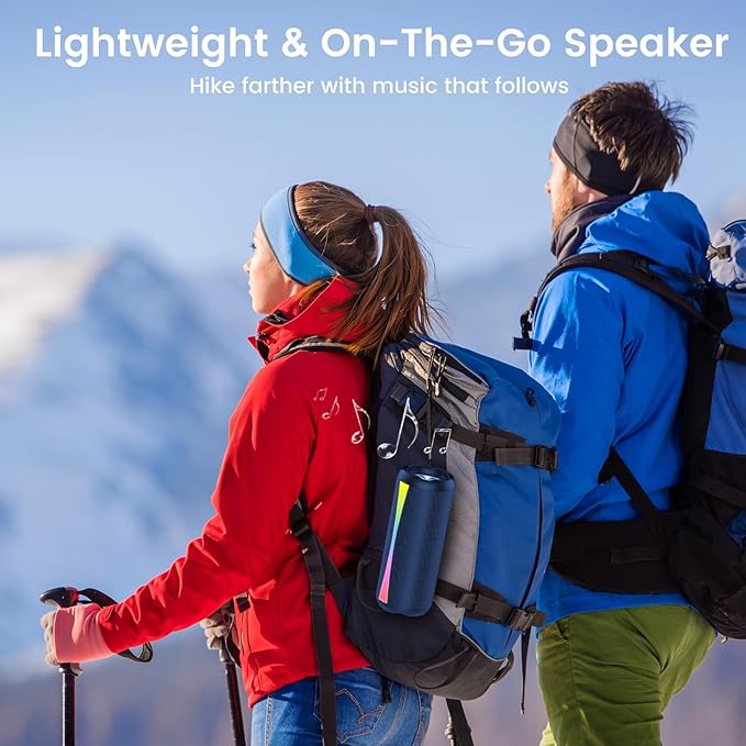 Portable Bluetooth Speaker, 2026 Bluetooth Wireless Speaker 5.4 with RGB Lights, 30H Playtime with Deep Bass, IP7 Waterproof, TWS Pairing, Portable Speaker for Travel/Party/Home/Gifts, Blue