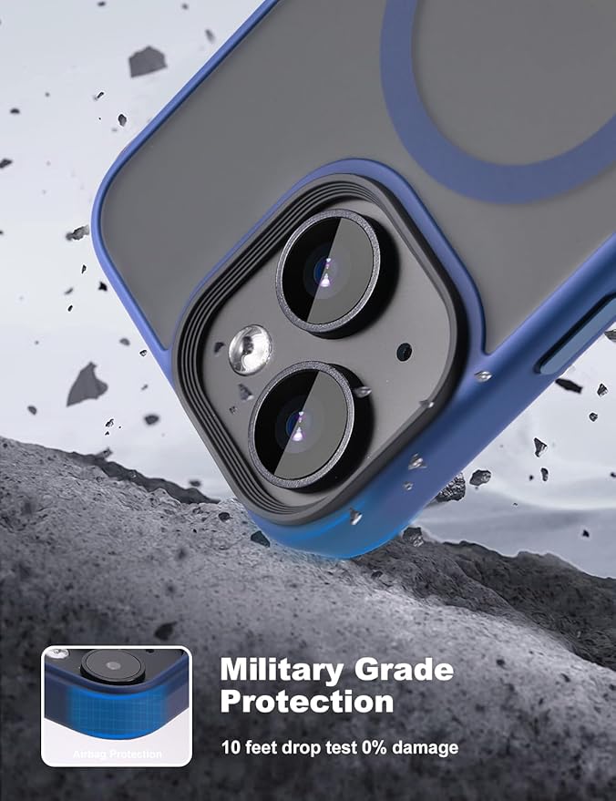 Tigowos for iPhone 15 Magnetic case Fits MagSafe 15FT Drop Resistant Anti-Yellowing Heavy Duty Shockproof Back Cover Fits iPhone 15 Phone Cases 6.1"，Blue
