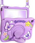 Kidcube for iPad Mini 4 Case, for iPad Mini 5 Case 2015/2019 - Girls Cute Kawaii Girly 3D Purple Butterfly Design Cover with Rotating Stand & Strap Silicone Teen for iPad Mini 4th/5th Generation Cases