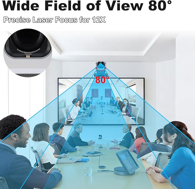 zowietek 4K PTZ Conference Camera, ZowiePTZ, Ergo-Ease Remote Control, ZowieX APP Manager, 12X Optical+12X Digital Zoom, Wide Angle, HDMI/USB, RTSP/RTMP(s)/SRT Stream, Meeting, Event, Teaching