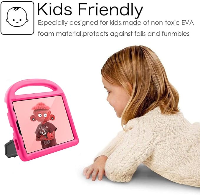 Kids Case for iPad Pro 11-inch 4th/3rd/2nd Generation(2020-2022), Techcircle Child Shockproof EVA Protective Handle Stand Case for iPad Air 5/Air 4 10.9", Support Pencil Charging, Pink